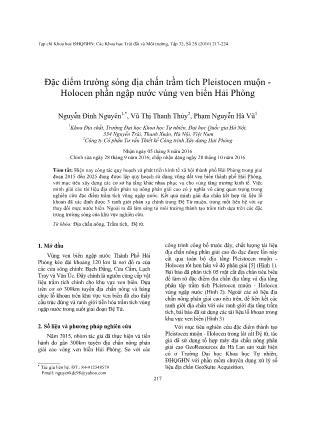 Giáo trình Đặc điểm trường sóng địa chấn trầm tích Pleistocen muộn - Holocen phần ngập nước vùng ven biển Hải Phòng - Nguyễn Đình Nguyên