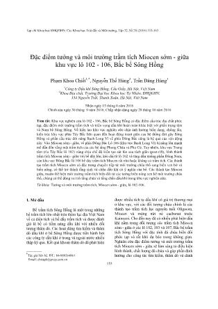 Giáo trình Đặc điểm tướng và môi trường trầm tích Miocen sớm-Giữa khu vực lô 102 - 106, Bắc bể Sông Hồng - Phạm Khoa Chiết