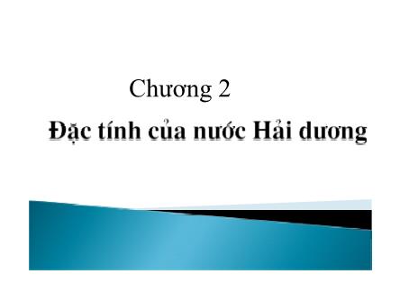 Giáo trình Đặc tính của nước Hải dương