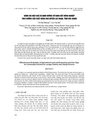 Giáo trình Đánh giá hiệu quả và định hướng sử dụng đất nông nghiệp theo hướng sản xuất hàng hoá huyện Lục Ngạn, tỉnh Bắc Giang - Vũ Thị Thương