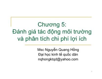 Giáo trình Đánh giá tác động môi trường và phân tích chi phí lợi ích - Nguyễn Quang Hồng