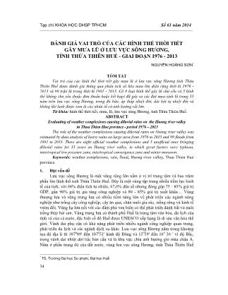 Giáo trình Đánh giá vai trò của các hình thế thời tiết gây mưa lũ ở lưu vực sông hương, tỉnh Thừa Thiên Huế-Giai đoạn 1976 - 2013