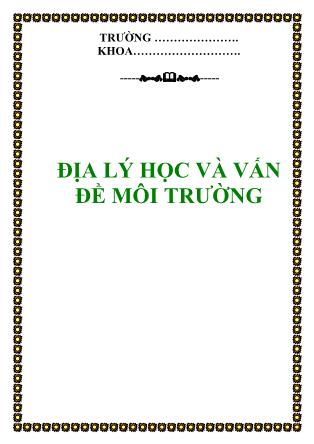 Giáo trình Địa lý học và vấn đề môi trường