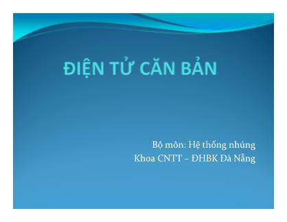 Giáo trình Điện tử căn bản