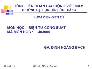 Giáo trình Điện tử công suất - Đinh Hoàng Bách