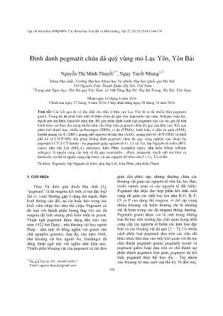 Giáo trình Định danh pegmatit chứa đá quý vùng mỏ Lục Yên, Yên Bái - Nguyễn Thị Minh Thuyết