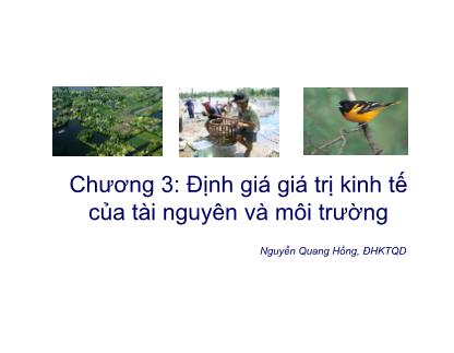 Giáo trình Định giá giá trị kinh tế của tài nguyên và môi trường - Nguyễn Quang Hồng