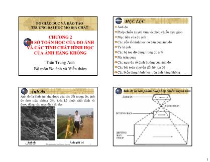 Giáo trình Đo ảnh và Viễn thám - Chương 2: Cơ sở toán học của đô ảnh và các tính chất hình học của ảnh hàng không - Trần Trung Anh