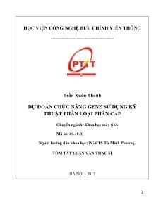 Giáo trình Dự đoán chức năng gene sử dụng kỹ thuật phân loại phân cấp - Trần Xuân Thanh