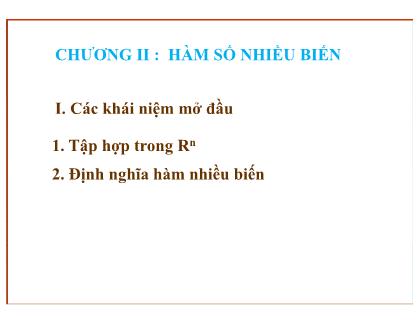 Giáo trình Giải tích 1 - Chương 2: Hàm số nhiều biến