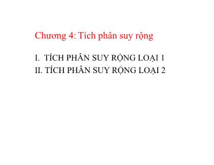 Giáo trình Giải tích 1 - Chương 4: Tích phân suy rộng