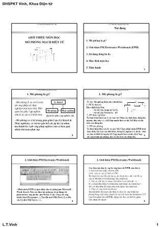 Giáo trình Giới thiệu môn học Mô phỏng mạch điện tử