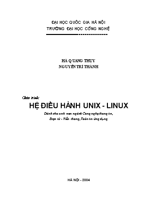 Giáo trình Hệ điều hảnh Unix-Linux - Hà Quang Thụy