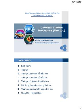 Giáo trình Hệ quản trị cơ sở dữ liệu SQL server - Chương 5: Store Procedure (Thủ tục) - Lê Thị Minh Nguyện