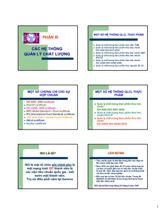 Giáo trình Hệ thống quản lý chất lượng - Phần 3: Các hệ thống quản lý chất lượng