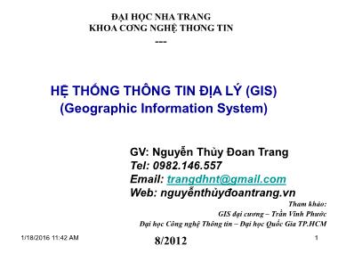 Giáo trình Hệ thống thông tin địa lý - Nguyễn Thủy Đoan Trang