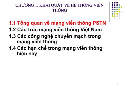 Giáo trình Hệ viễn thông - Chương 1: Khái quát về Hệ thống viễn thông