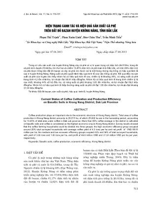 Giáo trình Hiện trạng canh tác và hiệu quả sản xuất cà phê trên đất đỏ bazan huyện Krông Năng, tỉnh Đắk Lắk - Phạm Thế Trịnh