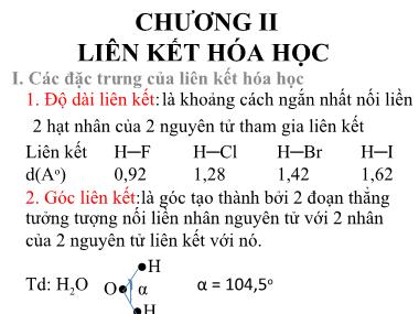 Giáo trình Hóa đại cương - Chương 2: Liên kết hóa học