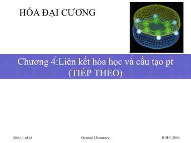 Giáo trình Hóa đại cương - Chương 4: Liên kết hóa học và cấu tạo phân tử (Tiếp theo)