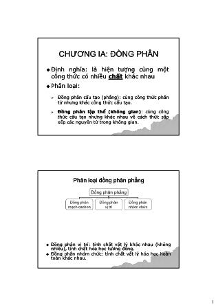 Giáo trình Hóa học Lớp 11 - Chương 1: Đồng phân