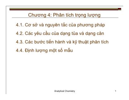 Giáo trình Hóa phân tích - Chương 4: Phân tích trọng lượng