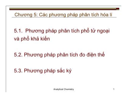 Giáo trình Hóa phân tích - Chương 5: Các phương pháp phân tích Hóa Lý