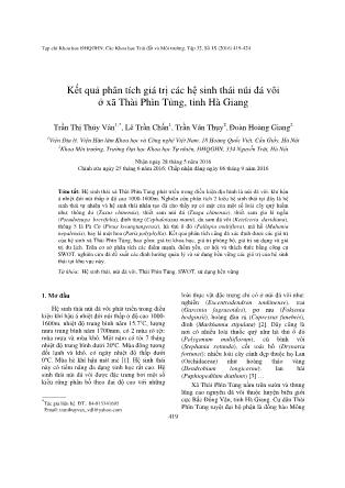 Giáo trình Kết quả phân tích giá trị các hệ sinh thái núi đá vôi ở xã Thài Phìn Tủng, tỉnh Hà Giang - Trần Thị Thúy Vân