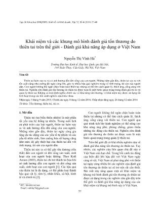 Giáo trình Khái niệm và các khung mô hình đánh giá tổn thương do thiên tai trên thế giới-Đánh giá khả năng áp dụng ở Việt Nam - Nguyễn Thị Vĩnh Hà