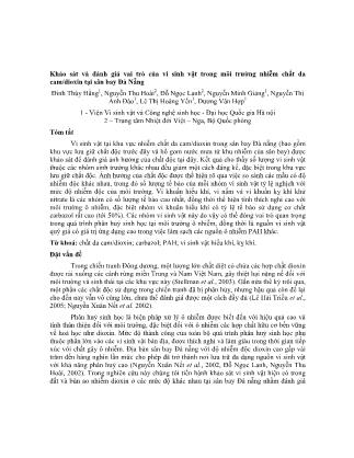 Giáo trình Khảo sát và đánh giá vai trò của vi sinh vật trong môi trường nhiễm chất da cam/dioxin tại sân bay Đà Nẵng - Đinh Thúy Hằng