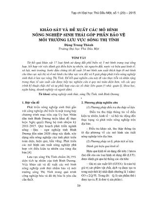 Giáo trình Khảo sát và đề xuất các mô hình nông nghiệp sinh thái góp phần bảo vệ môi trường lưu vực sông Thị Tính - Đặng Trung Thành