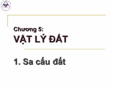 Giáo trình Khoa học đất - Chương 5: Vật lý đất