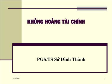 Giáo trình Khủng hoảng tài chính - Sử Đình Thành