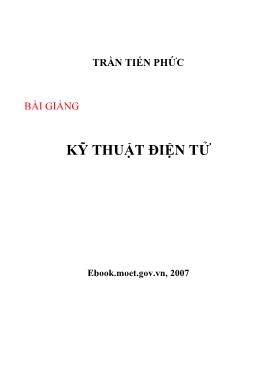 Giáo trình Kĩ thuật điện tử - Trần Tiến Phức