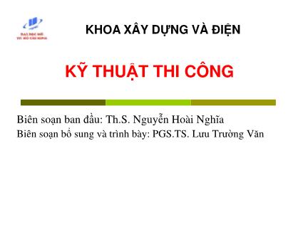 Giáo trình Kĩ thuật thi công - Chương 5: Công tác gạch đá - Nguyễn Hoài Nghĩa