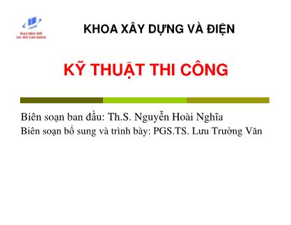 Giáo trình Kĩ thuật thi công - Chương 6: Công tác hoàn thiện - Nguyễn Hoài Nghĩa