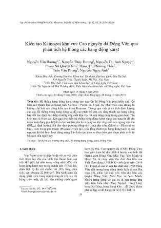 Giáo trình Kiến tạo Kainozoi khu vực Cao nguyên đá Đồng Văn qua phân tích hệ thống các hang động karst - Nguyễn Văn Hướng