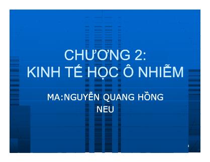 Giáo trình Kinh tế học ô nhiễm - Nguyễn Quang Hồng