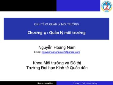 Giáo trình Kinh tế và Quản lý môi trường - Chương 5: Quản lý môi trường - Nguyễn Hoàng Nam