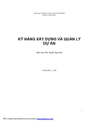 Giáo trình Kỹ năng xây dựng và quản lý dự án - Nguyễn Ngọc Lâm