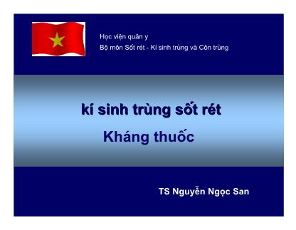 Giáo trình Ký sinh trùng sốt rét-Kháng thuốc - Nguyễn Ngọc San