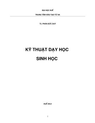 Giáo trình Kỹ thuật dạy học Sinh học - Phan Đức Duy