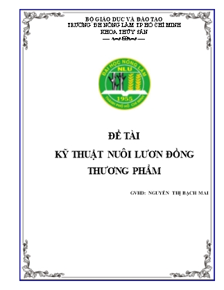 Giáo trình Kỹ thuật nuôi lươn đồng thương phẩm - Nguyễn Thị Bạch Mai