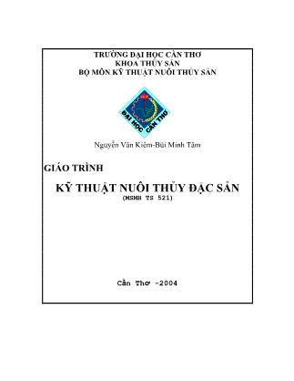 Giáo trình Kỹ thuật nuôi thủy đặc sản