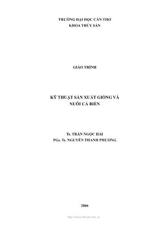 Giáo trình Kỹ thuật sản xuất giống và nuôi cá biển