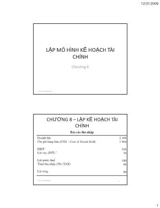 Giáo trình lập mô hình Kế toán tài chính - Chương 8: Lập kế hoạch tài chính