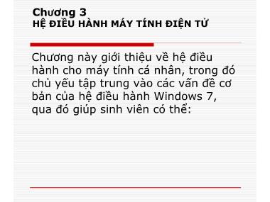 Giáo trình lắp ráp và bảo trì máy tính - Chương 3: Hệ điều hành máy tính điện tử