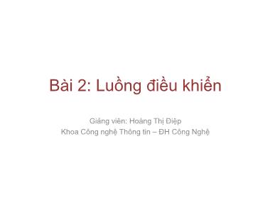 Giáo trình lập trình nâng cao - Bài 2: Luồng điều khiển - Hoàng Thị Điệp