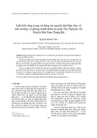 Giáo trình Liên kết vùng trong sử dụng tài nguyên khí hậu, bảo vệ môi trường và phòng tránh thiên tai giữa Tây Nguyên với Duyên Hải Nam Trung Bộ