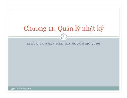 Giáo trình Linux và phần mềm mã nguồn mở - Chương 11: Quản lý nhật kí